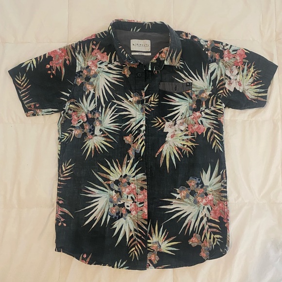 Boys size large rip curl flowered button up - Picture 2 of 3